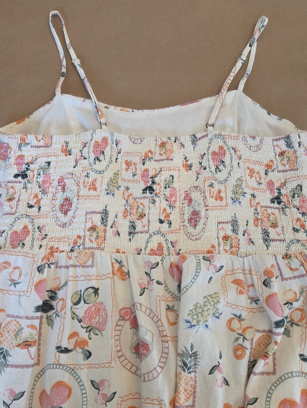 NWOT Linen Blend Fruit Print Tiered Midi Dress with Pockets L - Picture 9 of 13